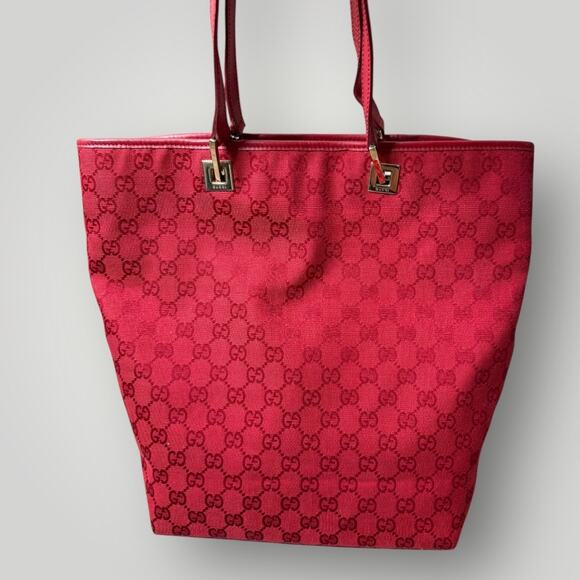 GUCCI GG Pattern GG Canvas Tote Bag Red - Picture 6 of 14